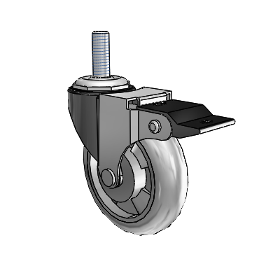 Regent Threaded Stem Black Oxide Swivel Caster with 3 x .8125 Grey MonoTech Wheel and Top Lock Brake