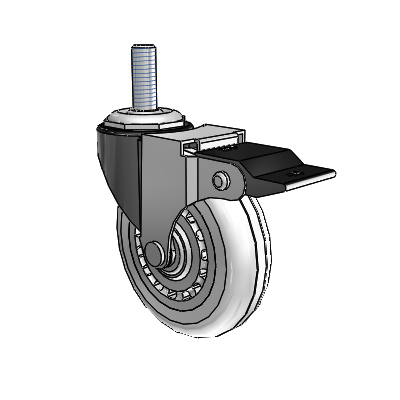 Regent Threaded Stem Black Oxide Swivel Caster with 3 x .8125 Clear Vipor Wheel and Top Lock Brake