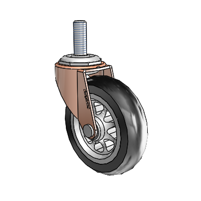 Regent Threaded Stem Copper Oxide Swivel Caster with 3 x .8125 Black No-Matic Rubber Wheel