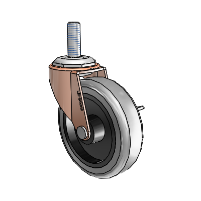 Regent Threaded Stem Copper Oxide Swivel Caster with 3 x .8125 Grey Thermoplastic Rubber Wheel and Side Brake