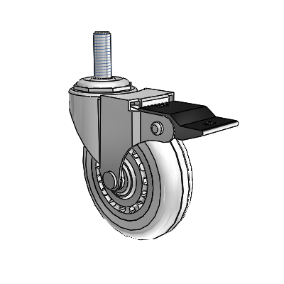 Regent Threaded Stem Polished Nickel Swivel Caster with 3 x .8125 Clear Vipor Wheel and Top Lock Brake