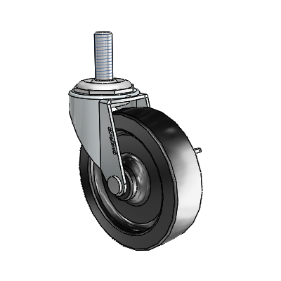 Regent Threaded Stem Zinc Swivel Caster with 3 x .8125 Black Polyolefin Wheel and Side Brake
