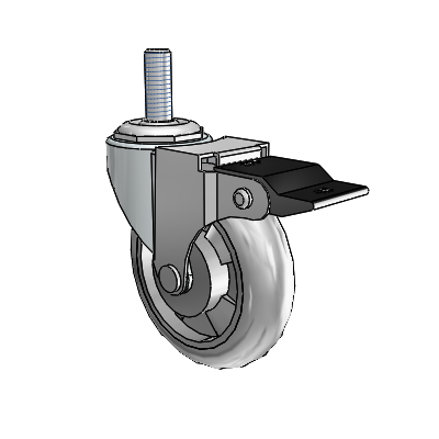 Regent Threaded Stem Zinc Swivel Caster with 3 x .8125 Grey MonoTech Wheel and Top Lock Brake