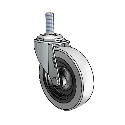 Regent Threaded Stem Zinc Swivel Caster with 3 x .8125 Grey Thermoplastic Urethane Wheel