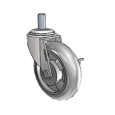 Regent Threaded Stem Bright Chrome Swivel Caster with 3 x .8125 Grey MonoTech Wheel and Side Brake