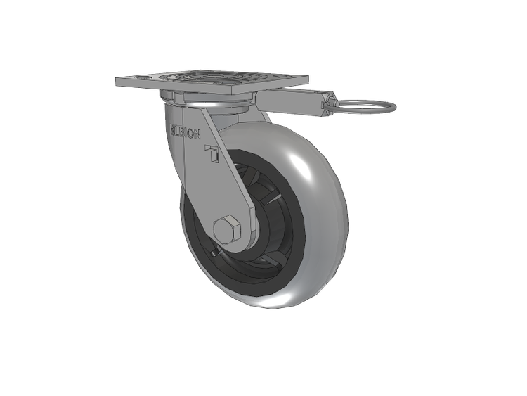 16 Series Top Plate Swivel Caster with 6 x 2 Grey Tread on Grey Core XP - X-treme Plus Solid Polyurethane Wheel
