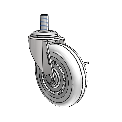 Regent Threaded Stem Bright Chrome Swivel Caster with 3 x .8125 Clear Vipor Wheel and Side Brake