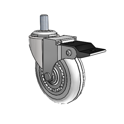 Regent Threaded Stem Bright Chrome Swivel Caster with 3 x .8125 Clear Vipor Wheel and Top Lock Brake