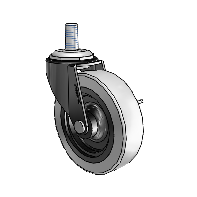 Regent Threaded Stem Black Oxide Swivel Caster with 3 x .8125 Grey Thermoplastic Urethane Wheel and Side Brake
