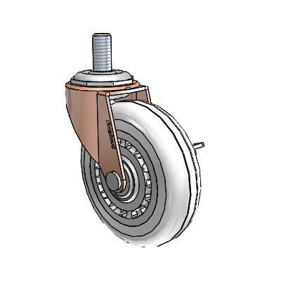 Regent Threaded Stem Copper Oxide Swivel Caster with 3 x .8125 Clear Vipor Wheel and Side Brake