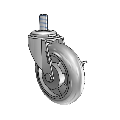 Regent Threaded Stem Polished Nickel Swivel Caster with 3 x .8125 Grey MonoTech Wheel and Side Brake