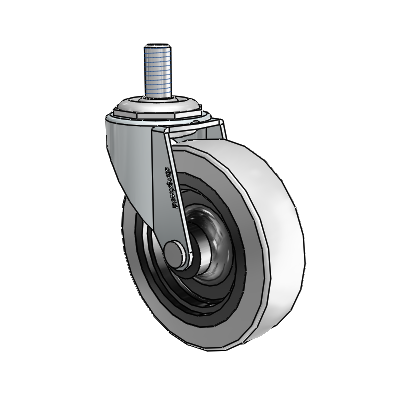 Regent Threaded Stem Zinc Swivel Caster with 3 x .8125 Grey Thermoplastic Urethane Wheel