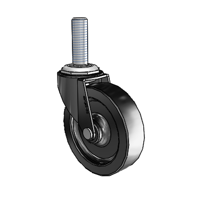 Regent Threaded Stem Black Oxide Swivel Caster with 3 x .8125 Polyolefin Wheel