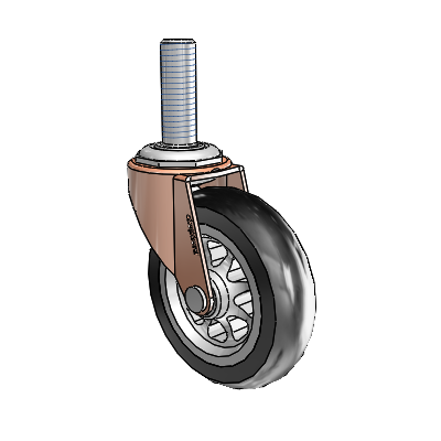 Regent Threaded Stem Copper Oxide Swivel Caster with 3 x .8125 Black No-Matic Rubber Wheel