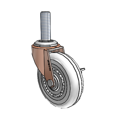 Regent Threaded Stem Copper Oxide Swivel Caster with 3 x .8125 Clear Vipor Wheel and Side Brake