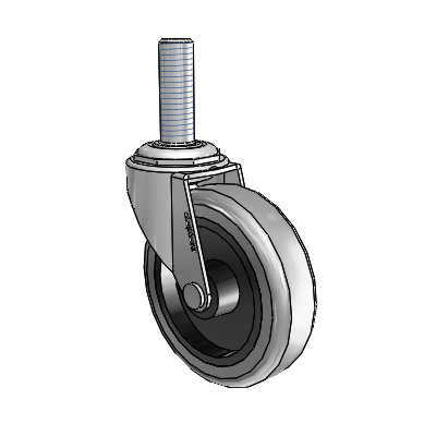 Regent Threaded Stem Polished Nickel Swivel Caster with 3 x .8125 Grey Thermoplastic Rubber Wheel