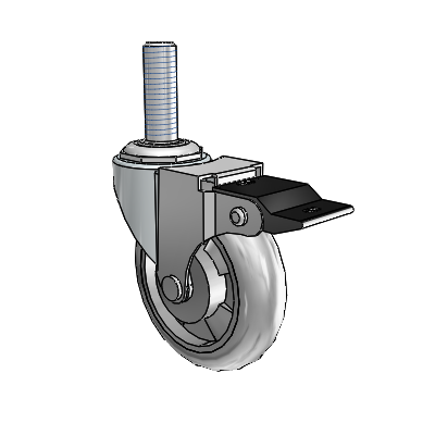 Regent Threaded Stem Zinc Swivel Caster with 3 x .8125 Grey MonoTech Wheel and Top Lock Brake