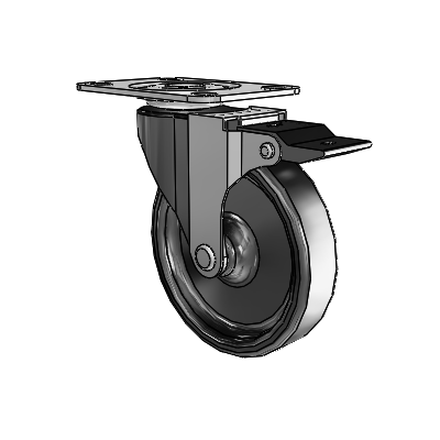 Regent Top Plate Black Oxide Swivel Caster with 4 x .9375 Polyolefin Wheel and Top Lock Brake