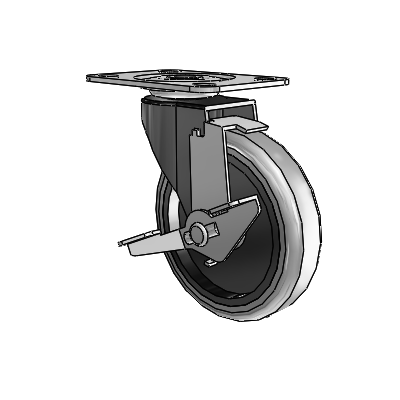 Regent Top Plate Black Oxide Swivel Caster with 4 x .9375 Grey Thermoplastic Rubber Wheel and Tread Lock Brake