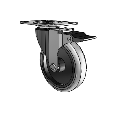 Regent Top Plate Black Oxide Swivel Caster with 4 x .9375 Grey Thermoplastic Rubber Wheel and Top Lock Brake