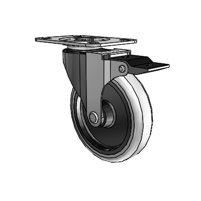 Regent Top Plate Black Oxide Swivel Caster with 4 x .9375 Grey Thermoplastic Urethane Wheel and Top Lock Brake