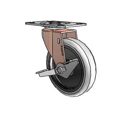 Regent Top Plate Copper Oxide Swivel Caster with 4 x .9375 Grey Thermoplastic Urethane Wheel and Side Brake