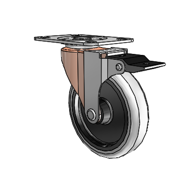 Regent Top Plate Copper Oxide Swivel Caster with 4 x .9375 Grey Thermoplastic Urethane Wheel and Top Lock Brake