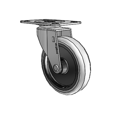 Regent Top Plate Polished Nickel Swivel Caster with 4 x .9375 Grey Thermoplastic Urethane Wheel