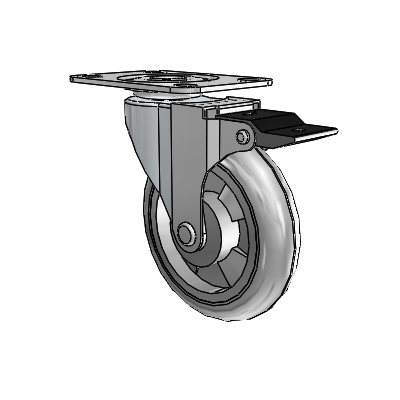 Regent Top Plate Zinc Swivel Caster with 4 x .9375 Grey MonoTech Wheel and Top Lock Brake
