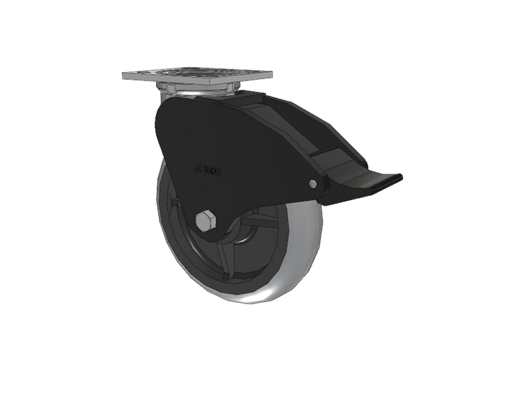 16 Series Top Plate Swivel Caster with 8 x 2 Grey Tread on Grey Core XP - X-treme Plus Solid Polyurethane Wheel and Total Lock Brake