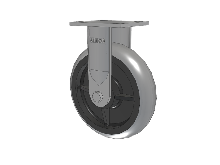 16 Series Top Plate Rigid Caster with 8 x 2 Grey Tread on Grey Core XP - X-treme Plus Solid Polyurethane Wheel