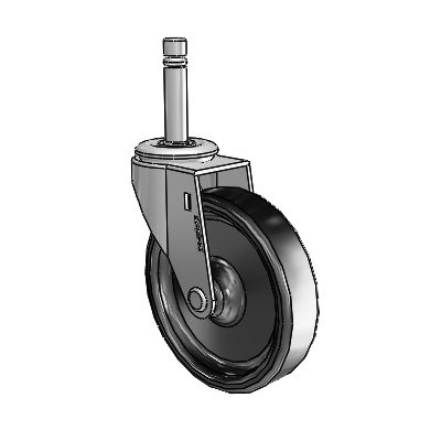 Regent Grip Ring Polished Nickel Swivel Caster with 4 x .9375 Black Polyolefin Wheel