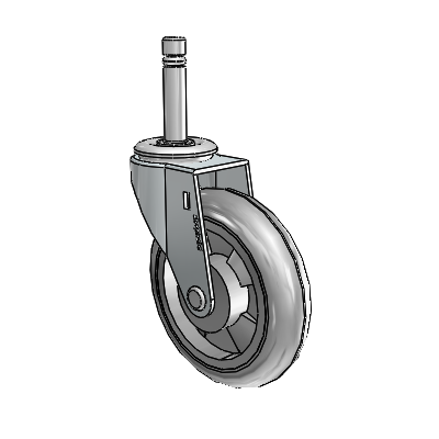 Roulette pivotante Regent Grip Ring en zinc avec 4 roues MonoTech grises de 0,9375
