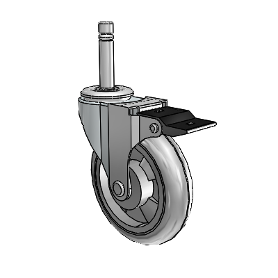 Roulette pivotante Regent Grip Ring en zinc avec 4 roues MonoTech grises de 0,9375 et frein à blocage par le haut
