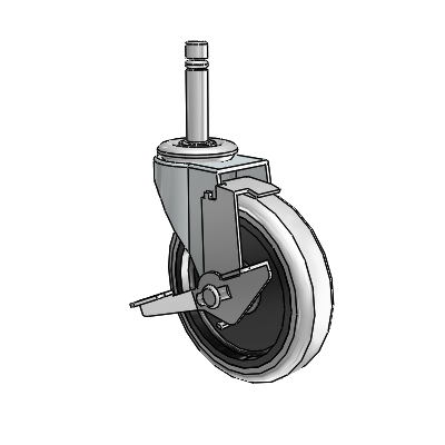 Regent Grip Ring Zinc Swivel Caster with 4 x .9375 Grey Thermoplastic Urethane Wheel and Tread Lock Brake