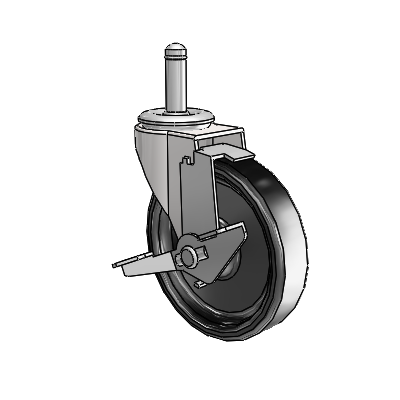 Regent Grip Ring Bright Chrome Swivel Caster with 4 x .9375 Black Polyolefin Wheel and Tread Lock Brake