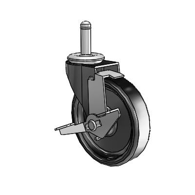 Regent Grip Ring Black Oxide Swivel Caster with 4 x .9375 Polyolefin Wheel and Tread Lock Brake