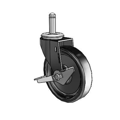 Regent Grip Ring Black Oxide Swivel Caster with 4 x .9375 Polyolefin Wheel and Side Brake