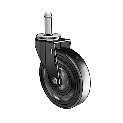 Regent Grip Ring Black Oxide Swivel Caster with 4 x .9375 Hard Rubber Wheel