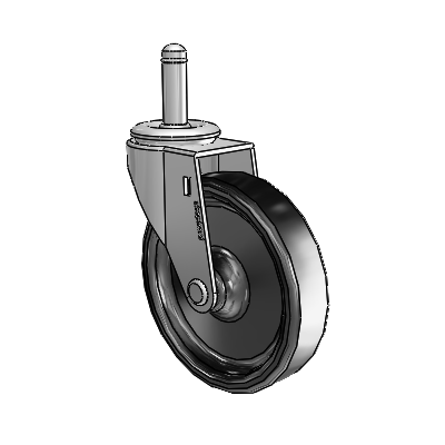 Regent Grip Ring Polished Nickel Swivel Caster with 4 x .9375 Black Polyolefin Wheel