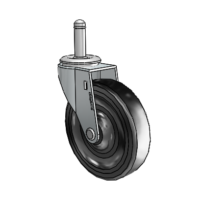 Regent Grip Ring Zinc Swivel Caster with 4 x .9375 Black Soft Rubber Wheel