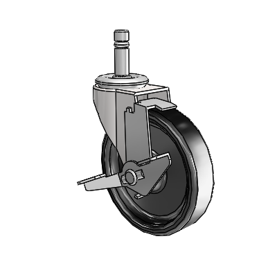 Regent Grip Ring Bright Chrome Swivel Caster with 4 x .9375 Black Polyolefin Wheel and Tread Lock Brake