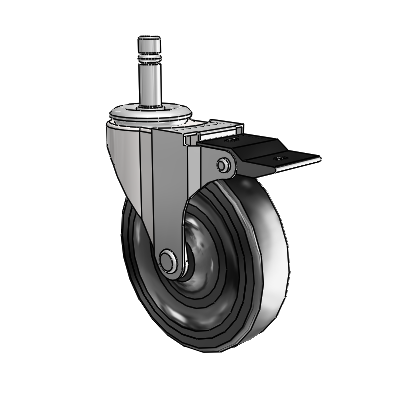 Regent Grip Ring Bright Chrome Swivel Caster with 4 x .9375 Black Hard Rubber Wheel and Top Lock Brake