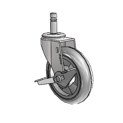 Regent Grip Ring Bright Chrome Swivel Caster with 4 x .9375 Grey MonoTech Wheel and Side Brake