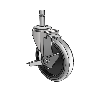 Regent Grip Ring Bright Chrome Swivel Caster with 4 x .9375 Grey Thermoplastic Rubber Wheel and Tread Lock Brake