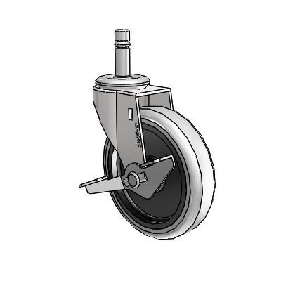 Regent Grip Ring Bright Chrome Swivel Caster with 4 x .9375 Grey Thermoplastic Urethane Wheel and Side Brake