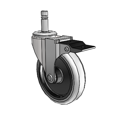 Regent Grip Ring Bright Chrome Swivel Caster with 4 x .9375 Grey Thermoplastic Urethane Wheel and Top Lock Brake