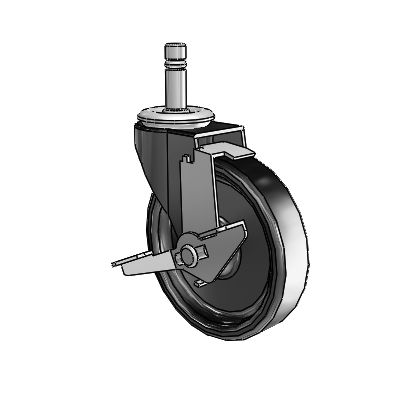 Regent Grip Ring Black Oxide Swivel Caster with 4 x .9375 Polyolefin Wheel and Tread Lock Brake