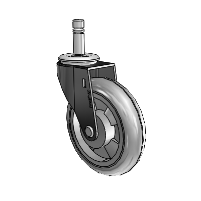 Roulette pivotante Regent Grip Ring à anneau de préhension, finition oxydée noire, équipée de 4 roues MonoTech grises de 0,9375