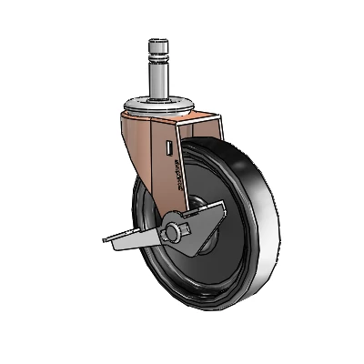 Regent Grip Ring Copper Oxide Swivel Caster with 4 x .9375 Black Polyolefin Wheel and Side Brake